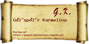 Gáspár Karmelina névjegykártya